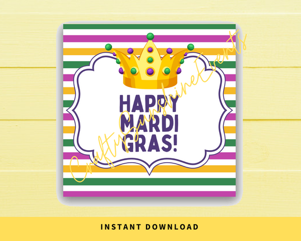 INSTANT DOWNLOAD Happy Mardi Gras Square Gift Tags 2.5x2.5