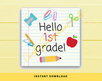 INSTANT DOWNLOAD Hello 1st Grade Back to School Square Gift Tags 2.5x2.5