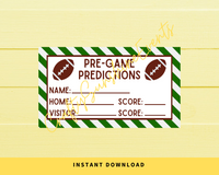 INSTANT DOWNLOAD Football Pre-Game Prediction Cards 3.5x2