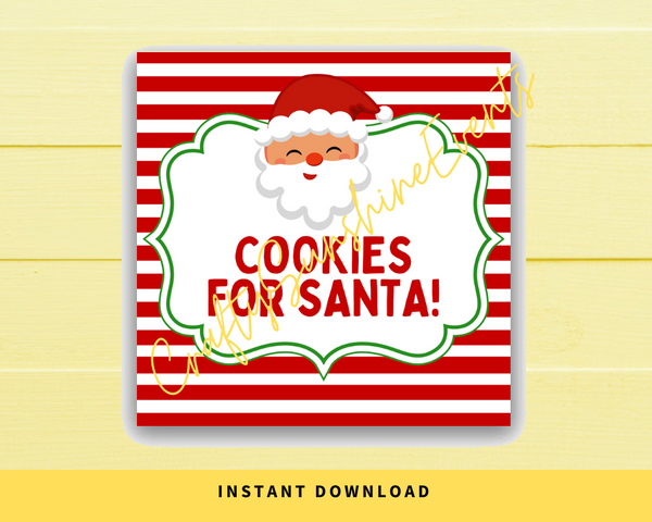 INSTANT DOWNLOAD Cookies For Santa Christmas Square Gift Tags 2.5x2.5