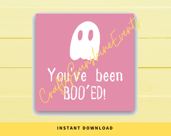 INSTANT DOWNLOAD Pink Ghost You've Been Boo'ed Square Gift Tags 2.5x2.5