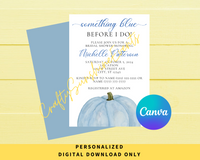 DIGITAL DOWNLOAD ONLY Fall Pumpkin Something Blue Bridal Shower Editable Invitation 5x7