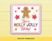 INSTANT DOWNLOAD Have A Holly Jolly Holiday Square Gift Tags 2.5x2.5