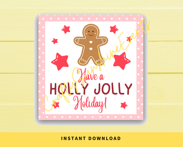 INSTANT DOWNLOAD Have A Holly Jolly Holiday Square Gift Tags 2.5x2.5