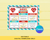 Editable Nurses Appreciation Week Itinerary Poster