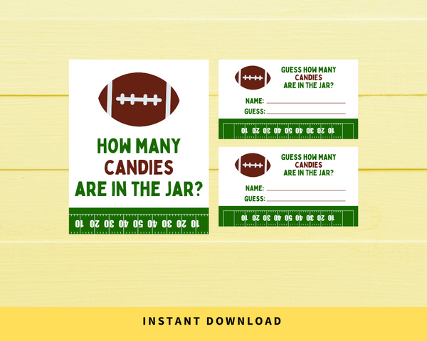 INSTANT DOWNLOAD Football Guess How Many Candies Are In The Jar Guessing Game