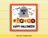 INSTANT DOWNLOAD Rest In Pieces Happy Halloween Square Gift Tags 2.5x2.5