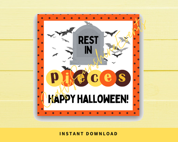 INSTANT DOWNLOAD Rest In Pieces Happy Halloween Square Gift Tags 2.5x2.5