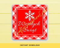 INSTANT DOWNLOAD Polish Wesolych Swiat Christmas Square Gift Tags 2.5x2.5