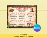 DIGITAL DOWNLOAD ONLY Editable Western Theme Teachers & Staff Appreciation Week Itinerary Poster 11x8.5