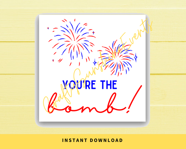 INSTANT DOWNLOAD You're The Bomb Patriotic Square Gift Tags 2.5x2.5
