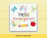 INSTANT DOWNLOAD Hello Kindergarten Back to School Square Gift Tags 2.5x2.5