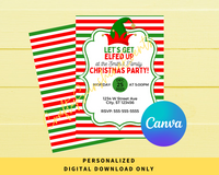 DIGITAL DOWNLOAD ONLY Let's Get Elfed Up Christmas Party Editable Invitation 5x7