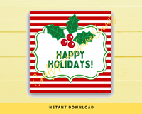 INSTANT DOWNLOAD Happy Holidays Square Gift Tags 2.5x2.5