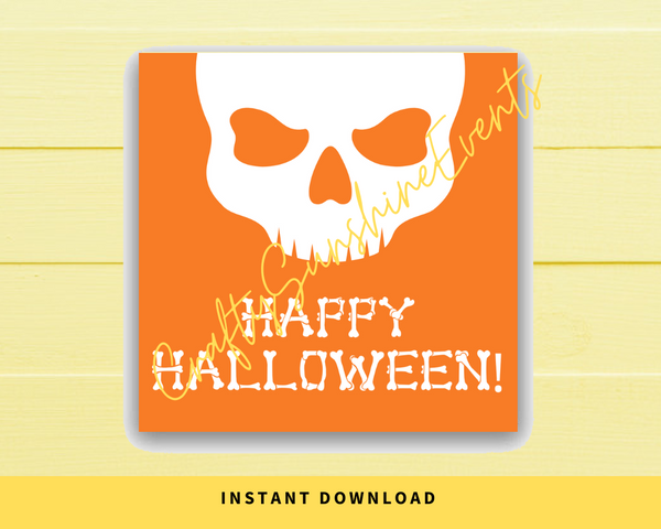INSTANT DOWNLOAD Skull Happy Halloween Square Gift Tags 2.5x2.5
