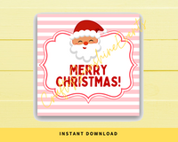 INSTANT DOWNLOAD Pink Santa Merry Christmas Square Gift Tags 2.5x2.5