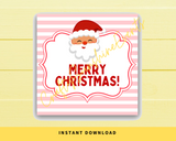 INSTANT DOWNLOAD Pink Santa Merry Christmas Square Gift Tags 2.5x2.5