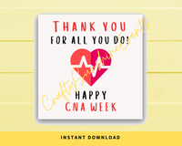 INSTANT DOWNLOAD Thank You For All You Do Happy CNA Week Square Gift Tags 2.5x2.5