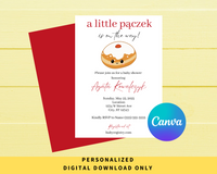 DIGITAL DOWNLOAD ONLY A Little Paczek Is On The Way Baby Shower Editable Invitation 5x7