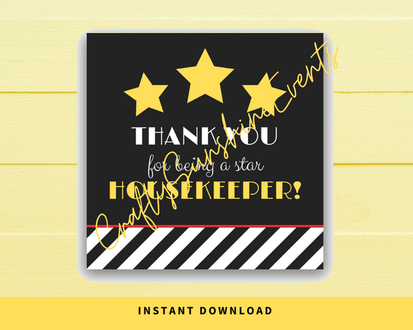 INSTANT DOWNLOAD Thank You For Being A Star Housekeeper Square Gift Tags 2.5x2.5