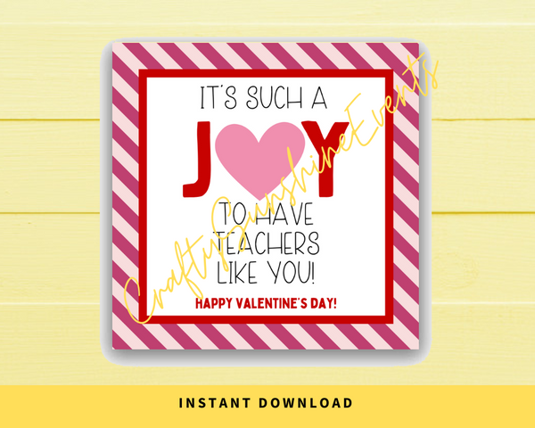 INSTANT DOWNLOAD It's Such A Joy To Have Teachers Like You Happy Valentine's Day Gift Tags 2.5x2.5