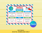 DIGITAL DOWNLOAD ONLY Editable Plane Theme Nurses Appreciation Week Itinerary Poster 11x8.5