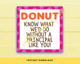 INSTANT DOWNLOAD Donut Know What We'd Do Without A Principal Like You Gift Tags 2.5x2.5