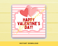 INSTANT DOWNLOAD Stripe Pink Happy Valentine's Day Square Gift Tags 2.5x2.5