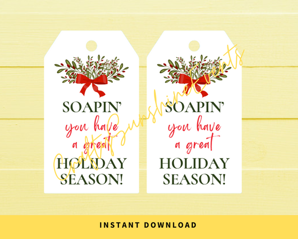 INSTANT DOWNLOAD Soapin You Have A Great Holiday Season Gift Tags 2x3.5