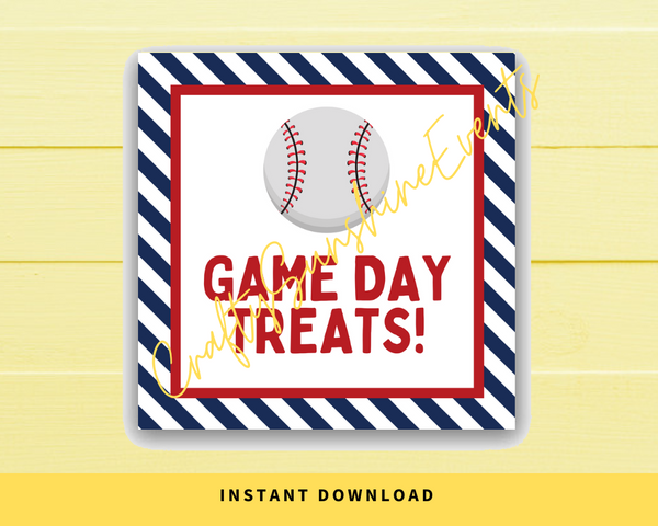 INSTANT DOWNLOAD Baseball Game Day Treats Gift Tags 2.5x2.5