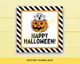 INSTANT DOWNLOAD Pumpkin Ghost Happy Halloween Square Gift Tags 2.5x2.5