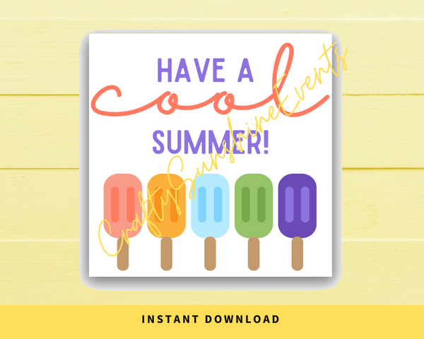 INSTANT DOWNLOAD Have A Cool Summer Square Gift Tags 2.5x.2.5