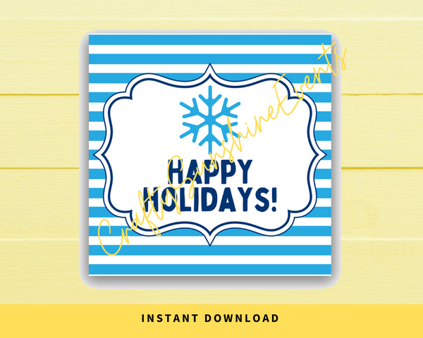INSTANT DOWNLOAD Snowflake Happy Holidays Square Gift Tags 2.5x2.5