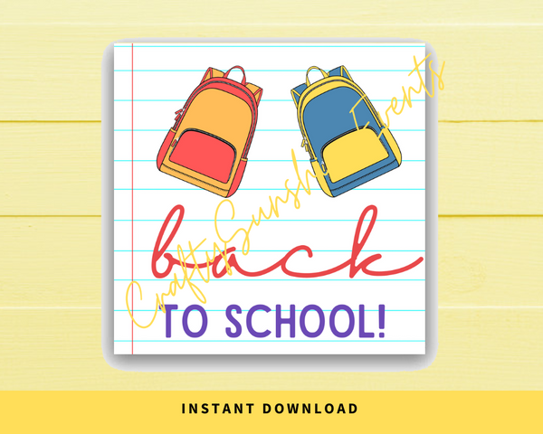 INSTANT DOWNLOAD Back To School Square Gift Tags 2.5x2.5