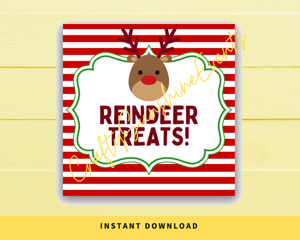 INSTANT DOWNLOAD Reindeer Treats Christmas Square Gift Tags 2.5x2.5