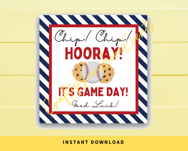INSTANT DOWNLOAD Baseball Chip Chip Hooray It's Game Day Gift Tags 2.5x2.5