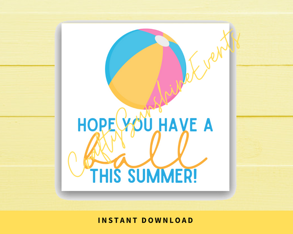 INSTANT DOWNLOAD Hope You Have A Ball This Summer Square Gift Tags 2.5x2.5