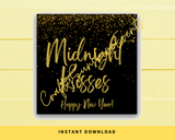 INSTANT DOWNLOAD Midnight Kisses Happy New Year Square Gift Tags 2.5x2.5