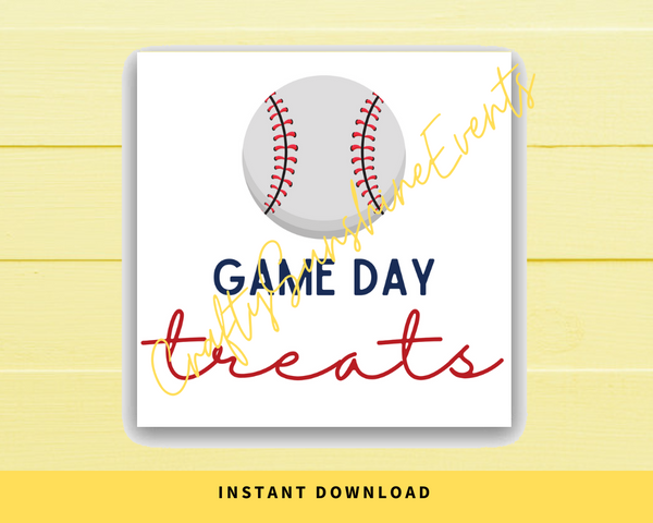 INSTANT DOWNLOAD Baseball Game Day Treats Square Gift Tags 2.5x2.5