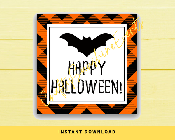 INSTANT DOWNLOAD Bat Happy Halloween Square Gift Tags 2.5x2.5