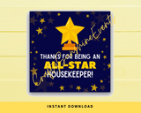 INSTANT DOWNLOAD Thanks For Being An All-Star Housekeeper Square Gift Tags 2.5x2.5