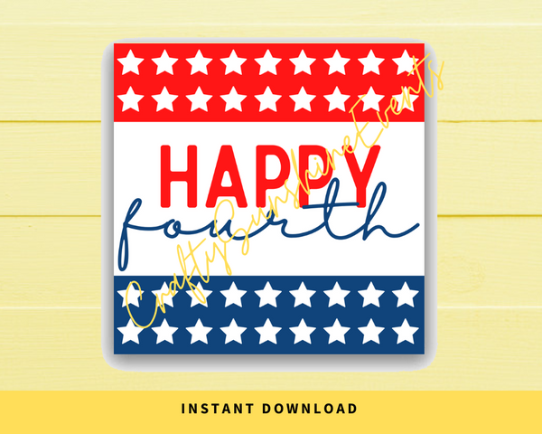INSTANT DOWNLOAD Happy Fourth Independence Day Square Gift Tags 2.5x2.5