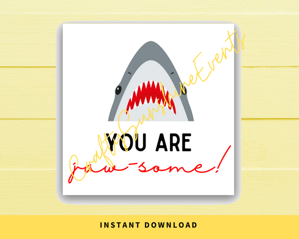 INSTANT DOWNLOAD You Are Jaw-Some Shark Square Gift Tags 2.5x2.5