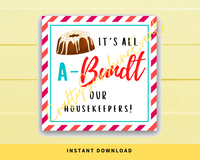 INSTANT DOWNLOAD It's All A-Bundt Our Housekeepers Square Gift Tags 2.5x2.5