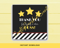 INSTANT DOWNLOAD Thank You For Being A Star Boss Square Gift Tags 2.5x2.5