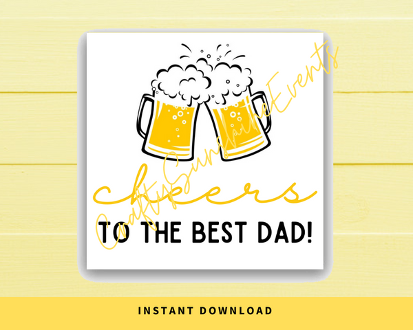 INSTANT DOWNLOAD Cheers To The Best Dad Square Gift Tags 2.5x2.5