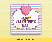 INSTANT DOWNLOAD Candy Heart Happy Valentine's Day Square Gift Tags 2.5x2.5