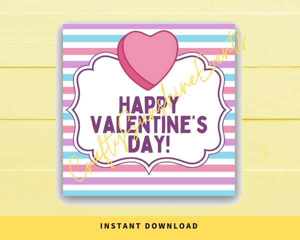 INSTANT DOWNLOAD Candy Heart Happy Valentine's Day Square Gift Tags 2.5x2.5