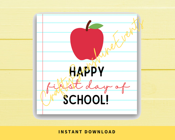 INSTANT DOWNLOAD Happy First Day Of School Square Gift Tags 2.5x2.5