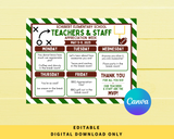 DIGITAL DOWNLOAD ONLY Editable Football Themed Teachers & Staff Appreciation Week Itinerary Poster 11x8.5